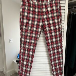 Old Navy Women's Red and White Pixie Plaid Skinny Pants